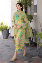 3-PC Unstitched Embroibered Lawn Suit with Embroidered Chiffon Dupatta CCH4-06